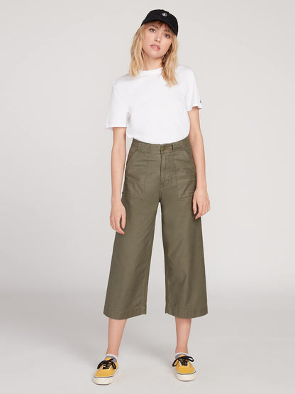 Army Whaler Wide Leg Pant - Army Green Combo