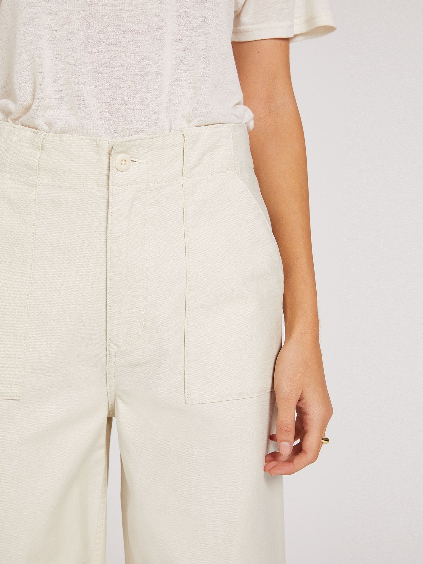 Army Whaler Wide Leg Pant - WHITE FLASH