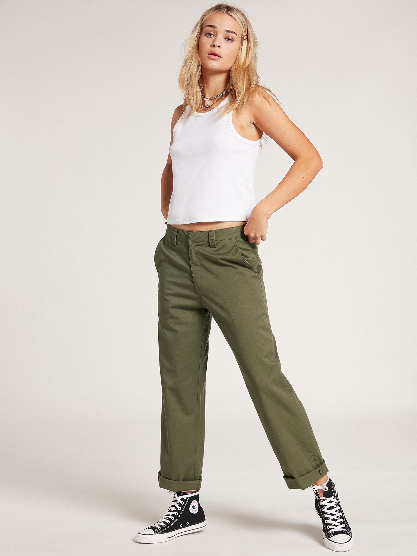 Frochickie Boyfriend Chino Pant - ARMY GREEN COMBO