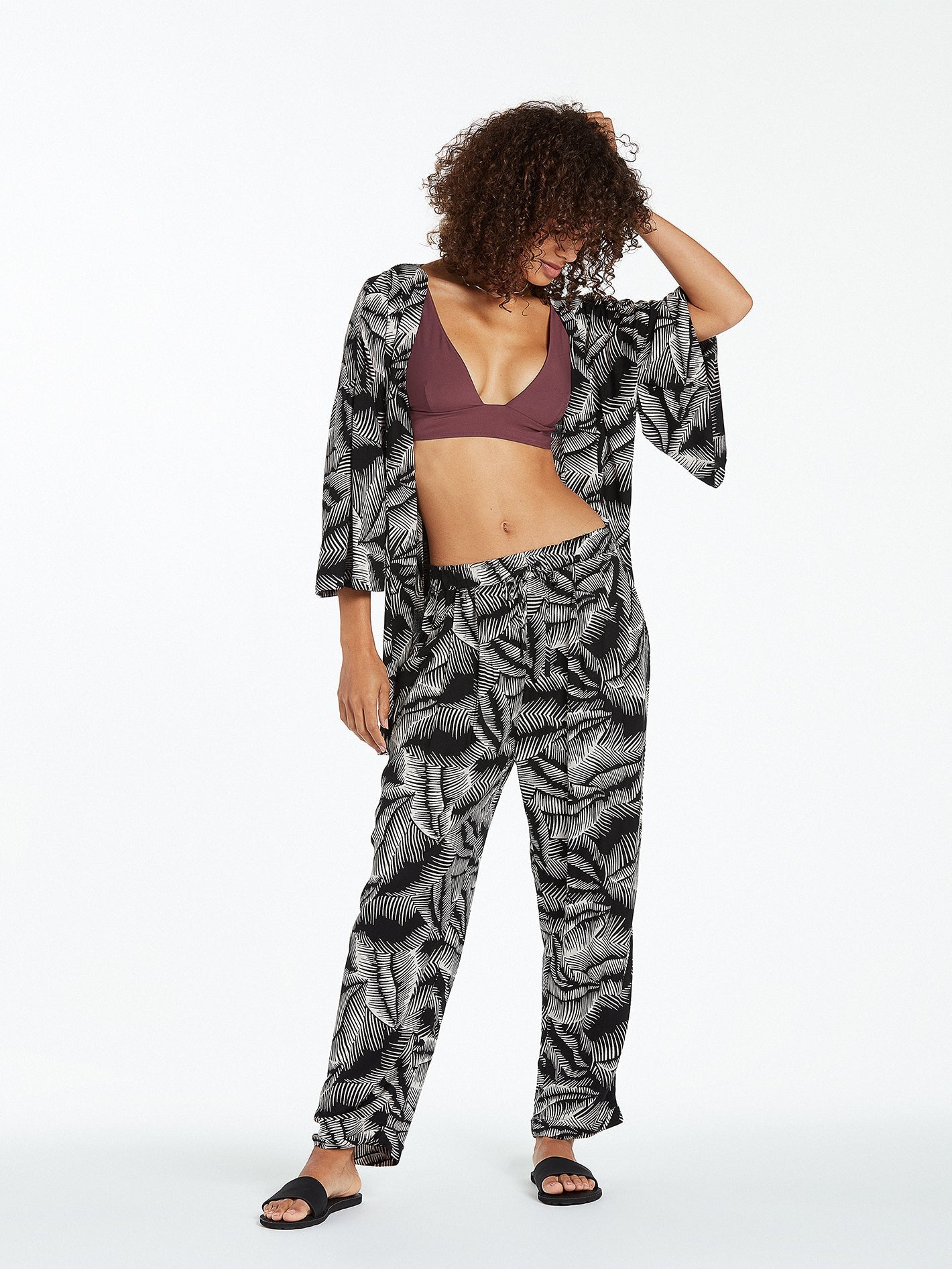 Stay Palm Trousers - BLACK WHITE