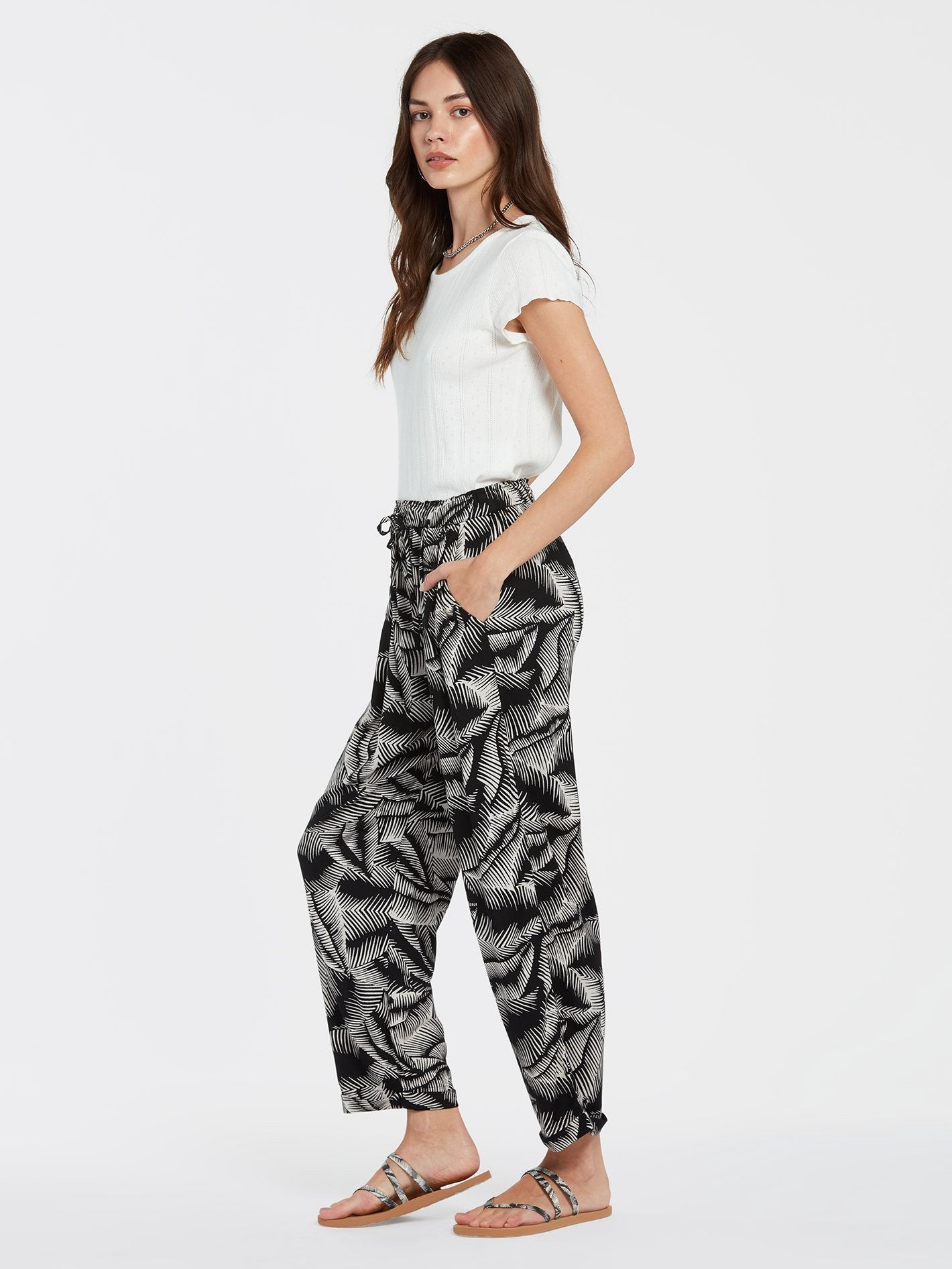 Stay Palm Trousers - BLACK WHITE
