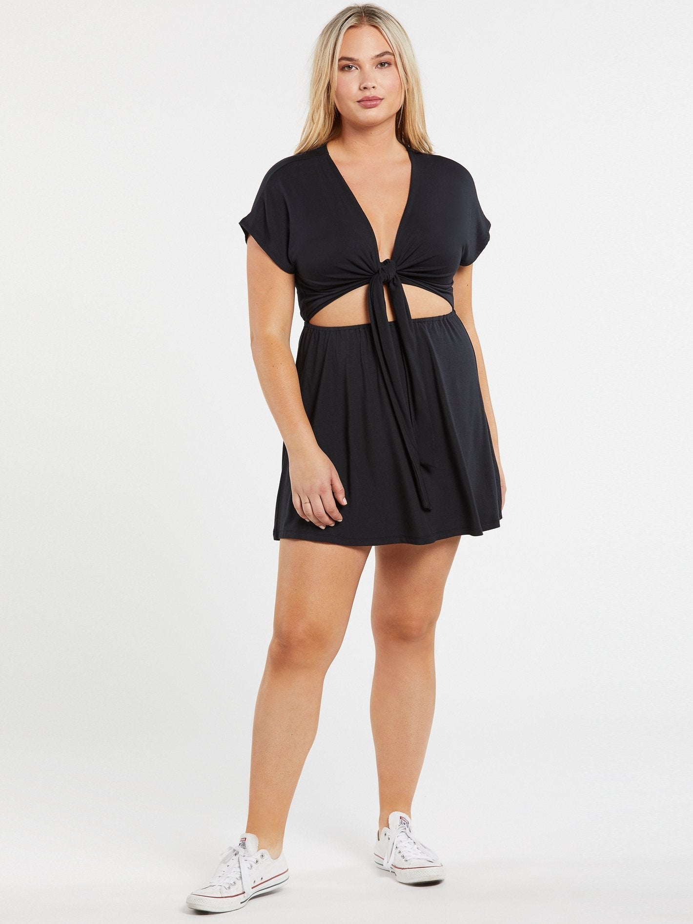 Coco Tie Front Dress - Black
