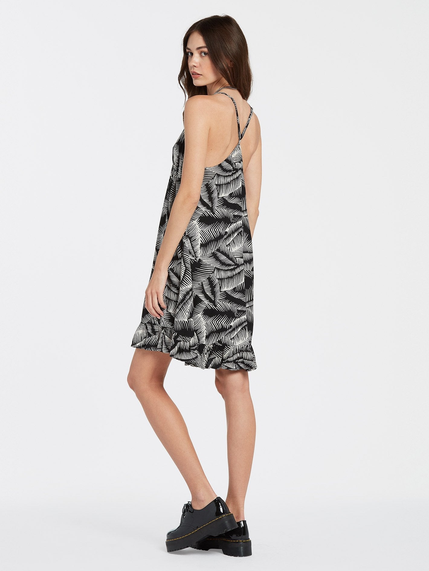Stay Palm Dress - BLACK WHITE