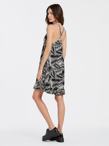 Stay Palm Dress - BLACK WHITE
