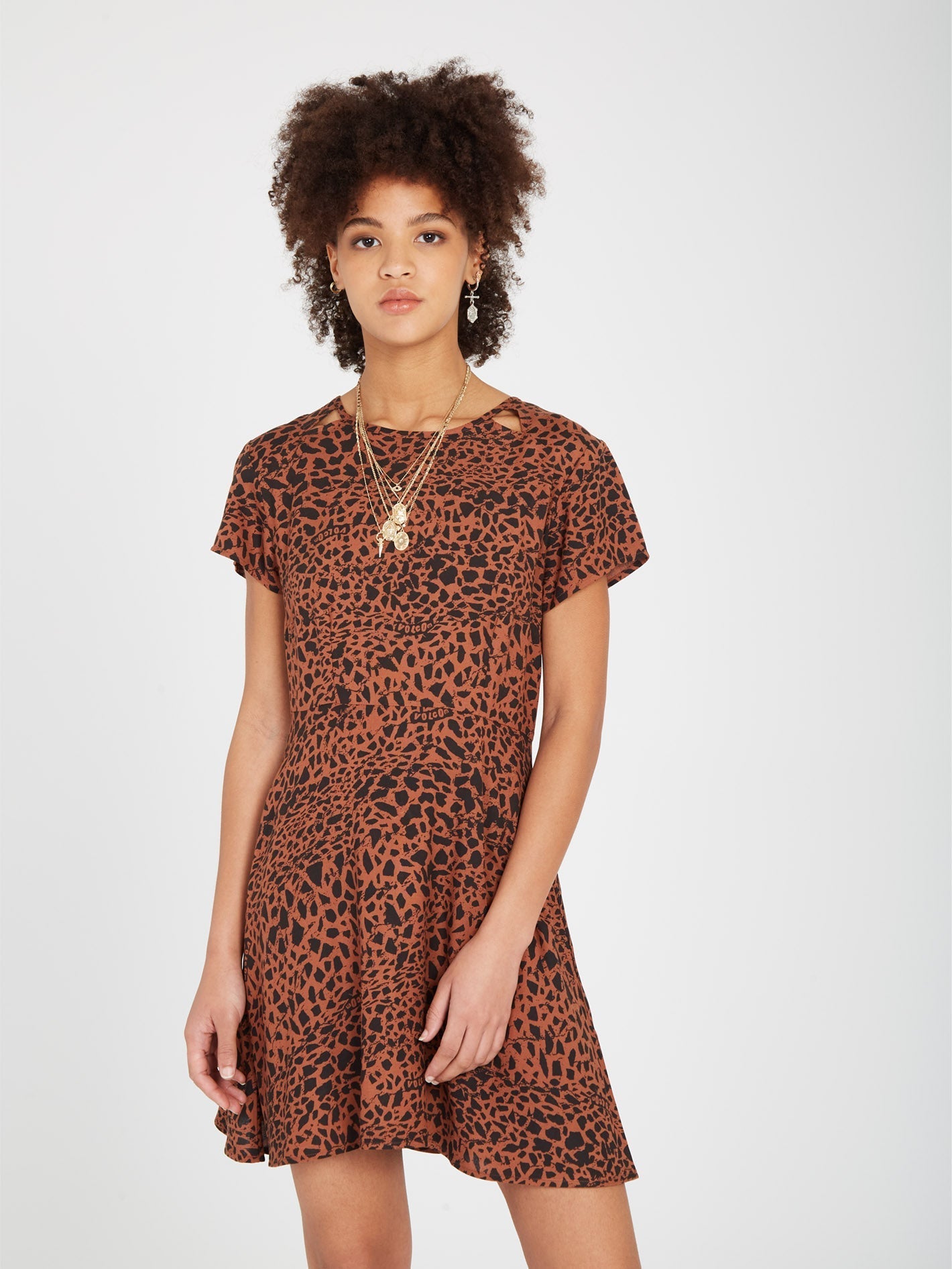 Dino Tea Dress - DARK CLAY