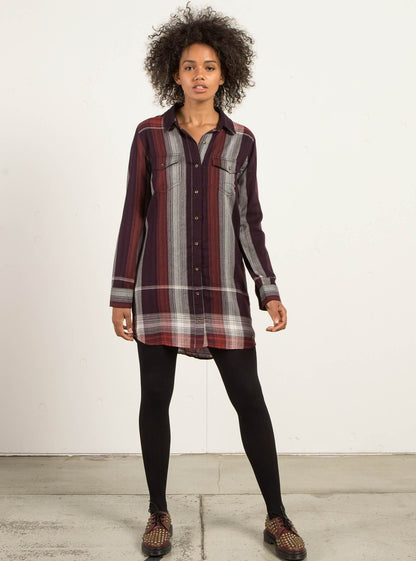 Well Plaid Dress - Plum
