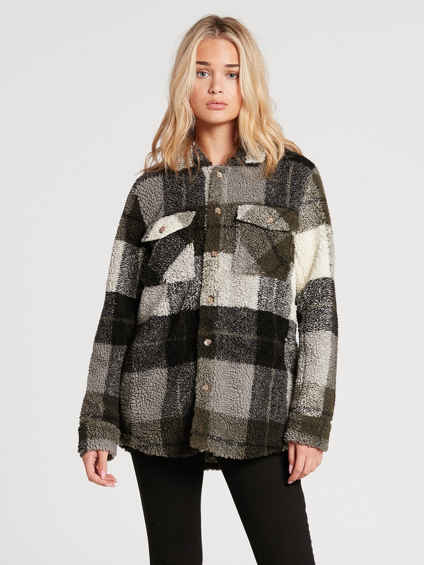 Silent Sherpa Over-shirt - ARMY GREEN COMBO