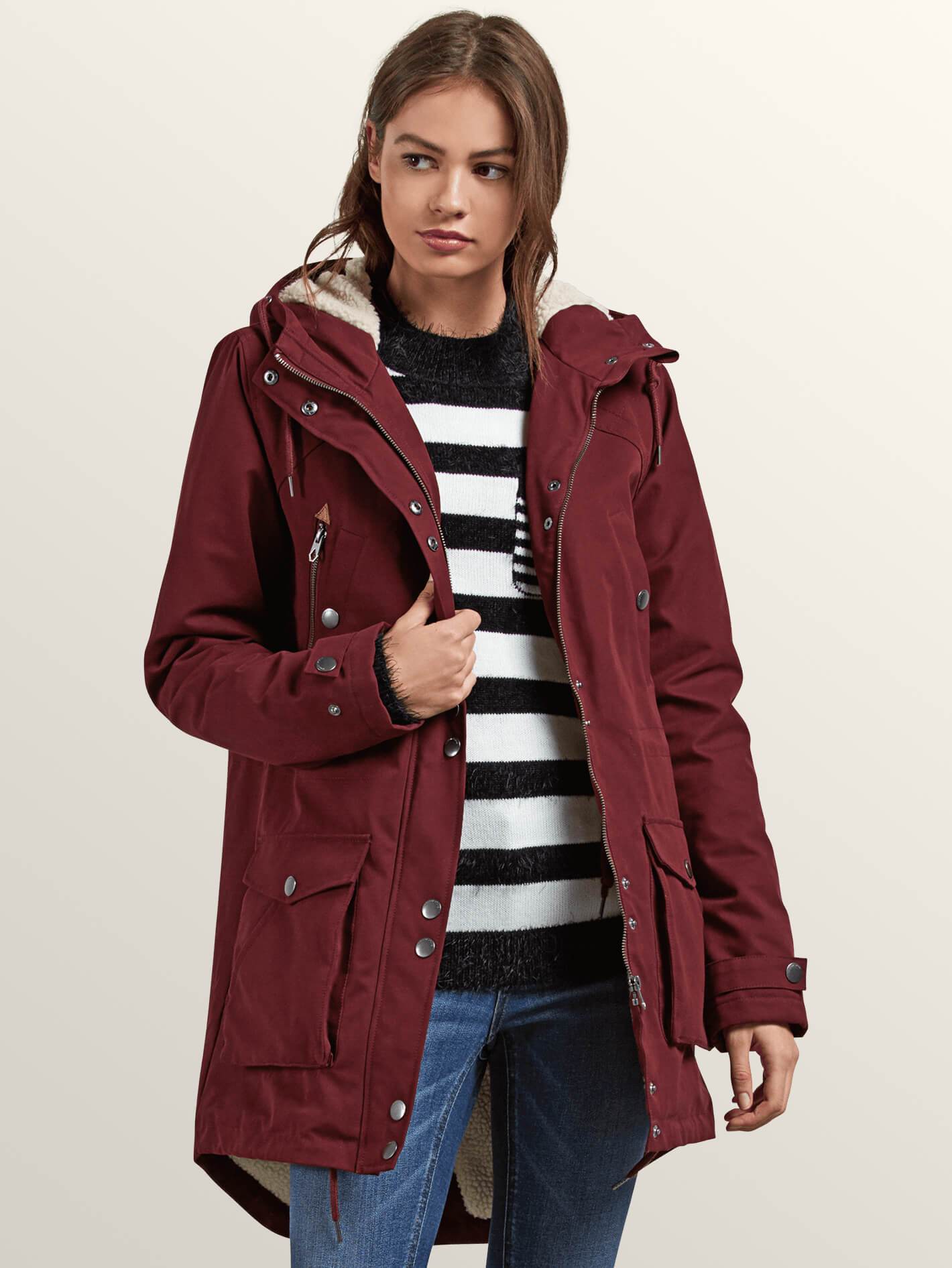 Walk On By Parka - Burgundy