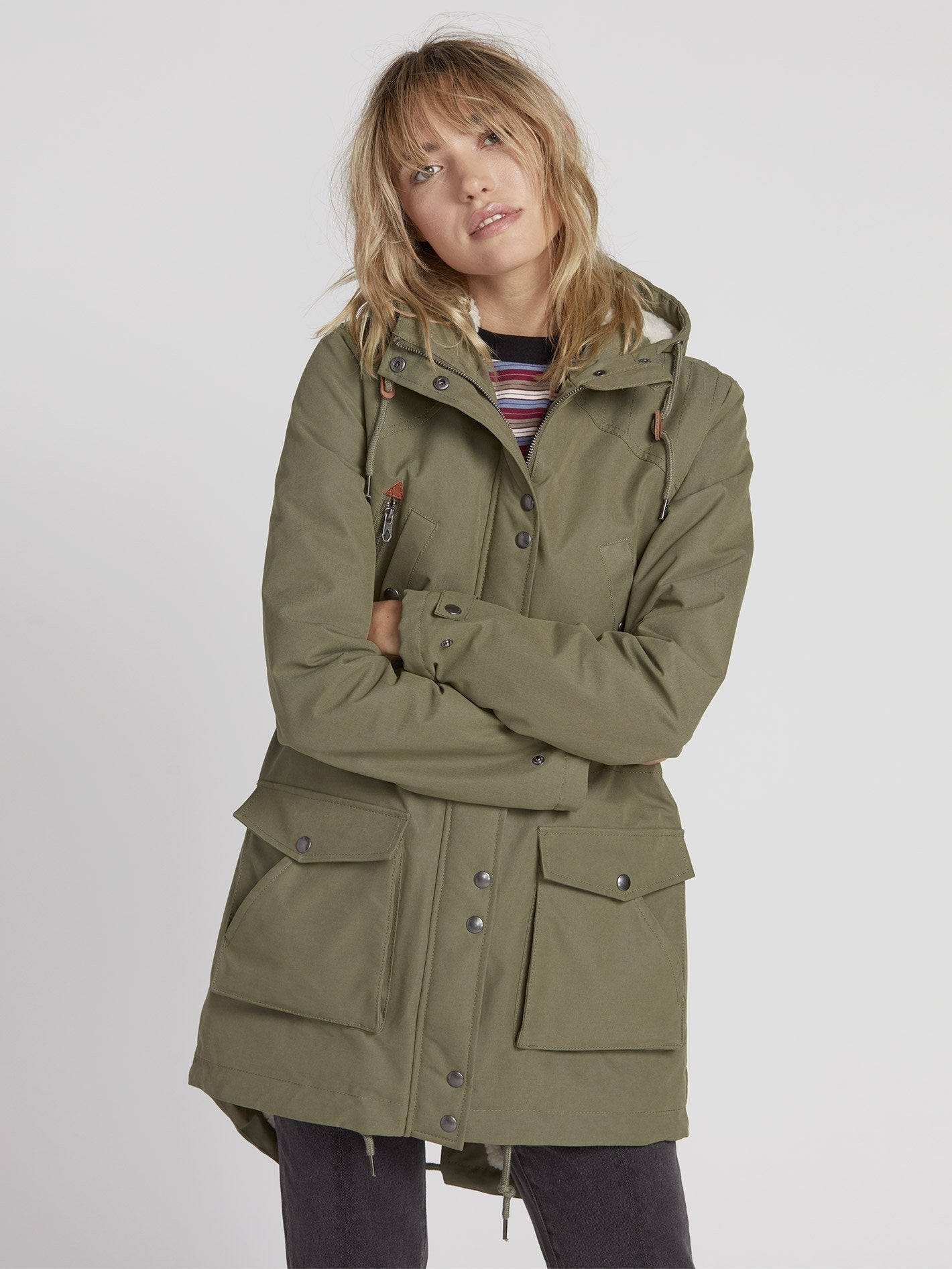 Walk On By 5K Parka - Army Green Combo