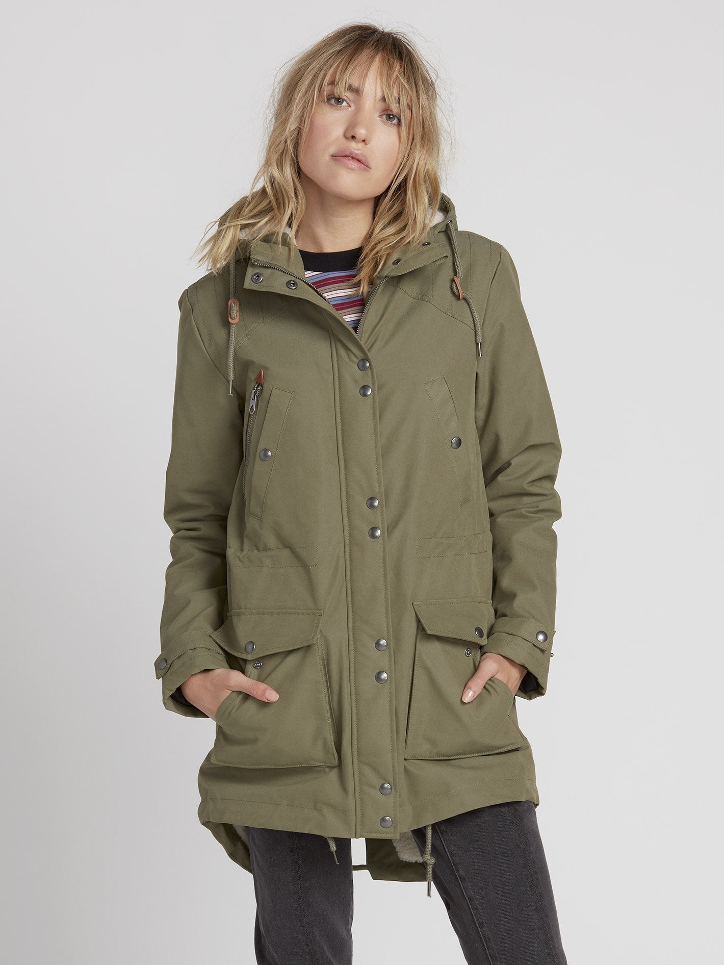 Walk On By 5K Parka - Army Green Combo