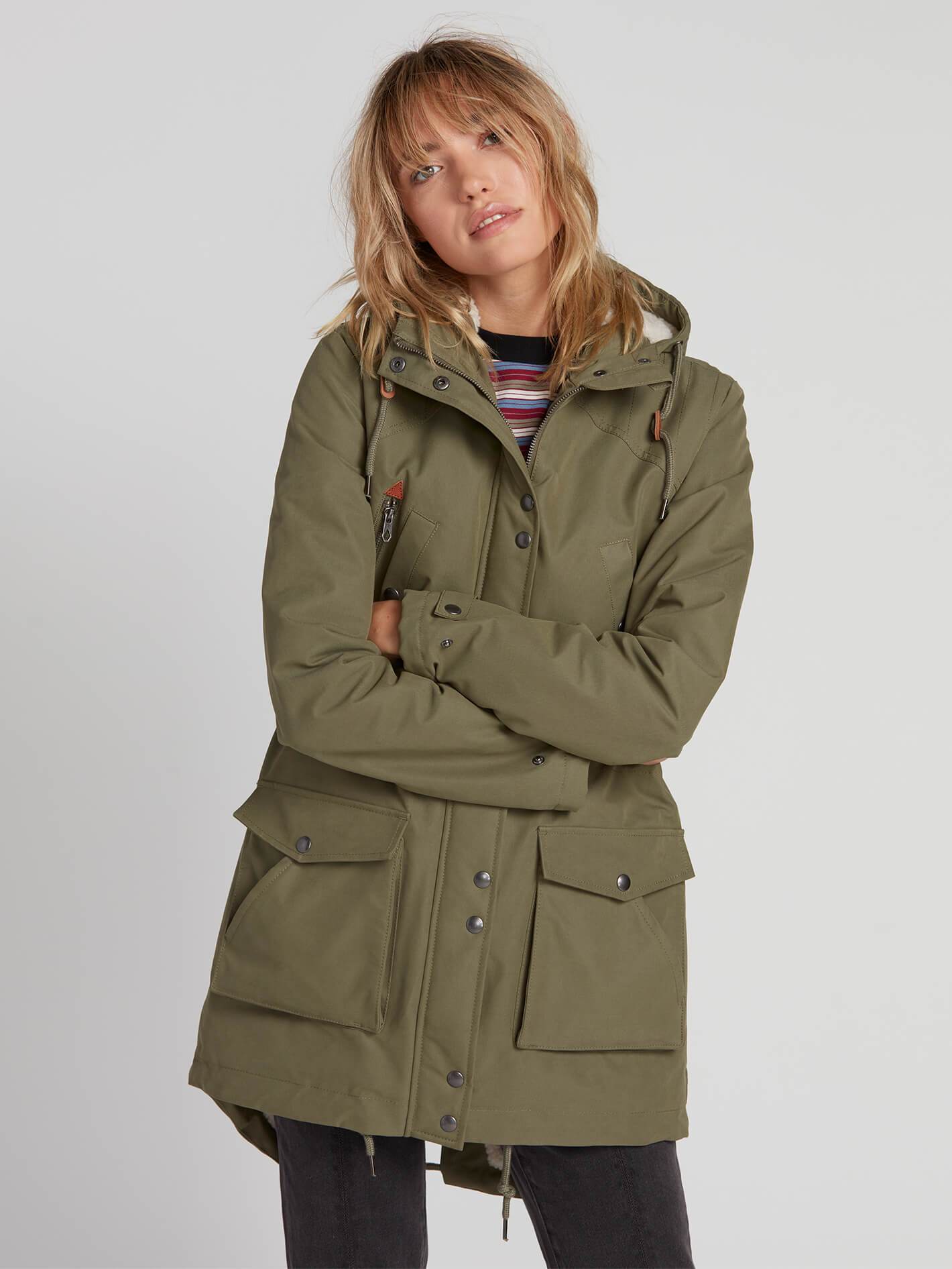 Walk On By 5K Parka - Army Green Combo