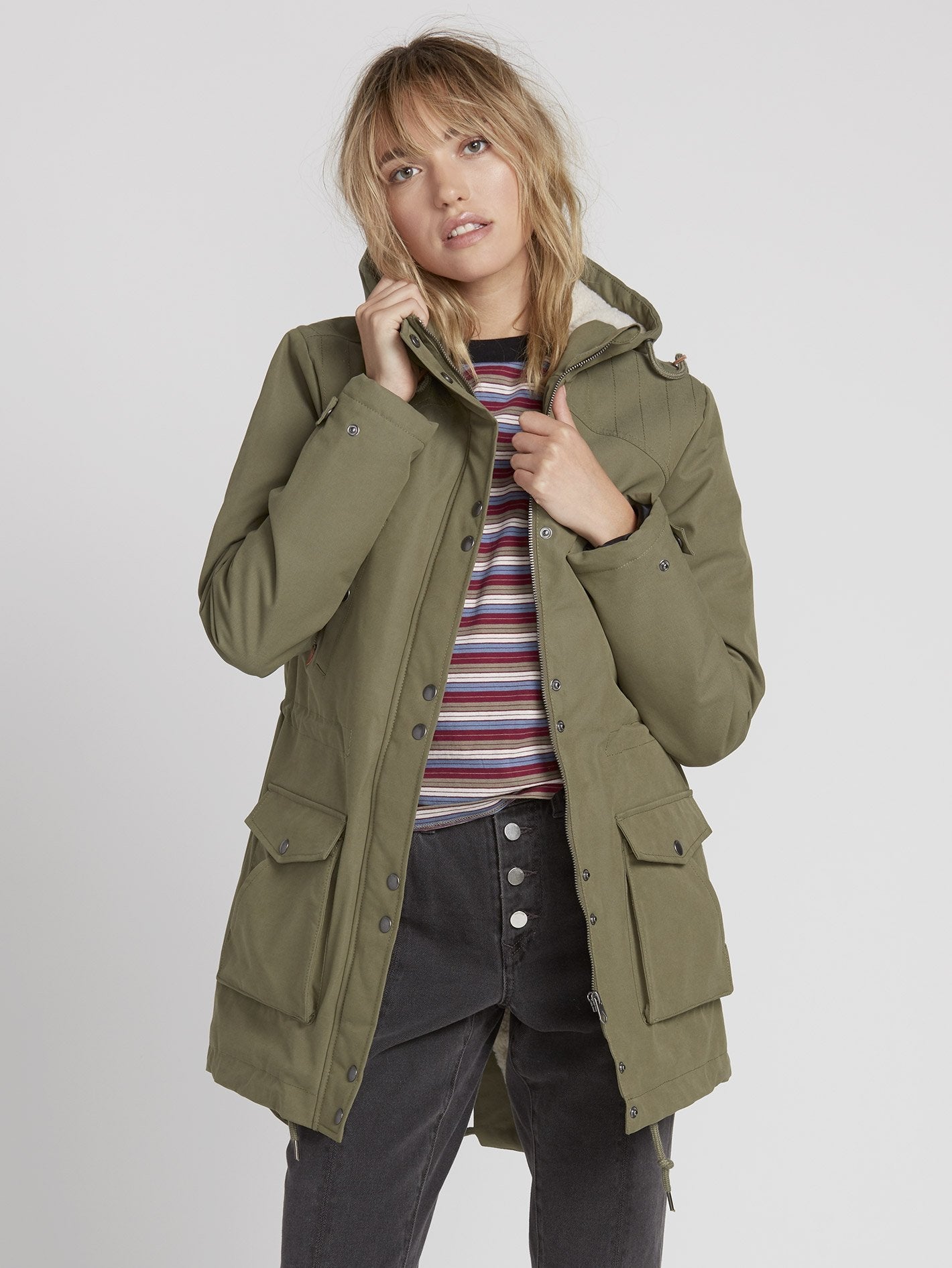 Walk On By 5K Parka - Army Green Combo