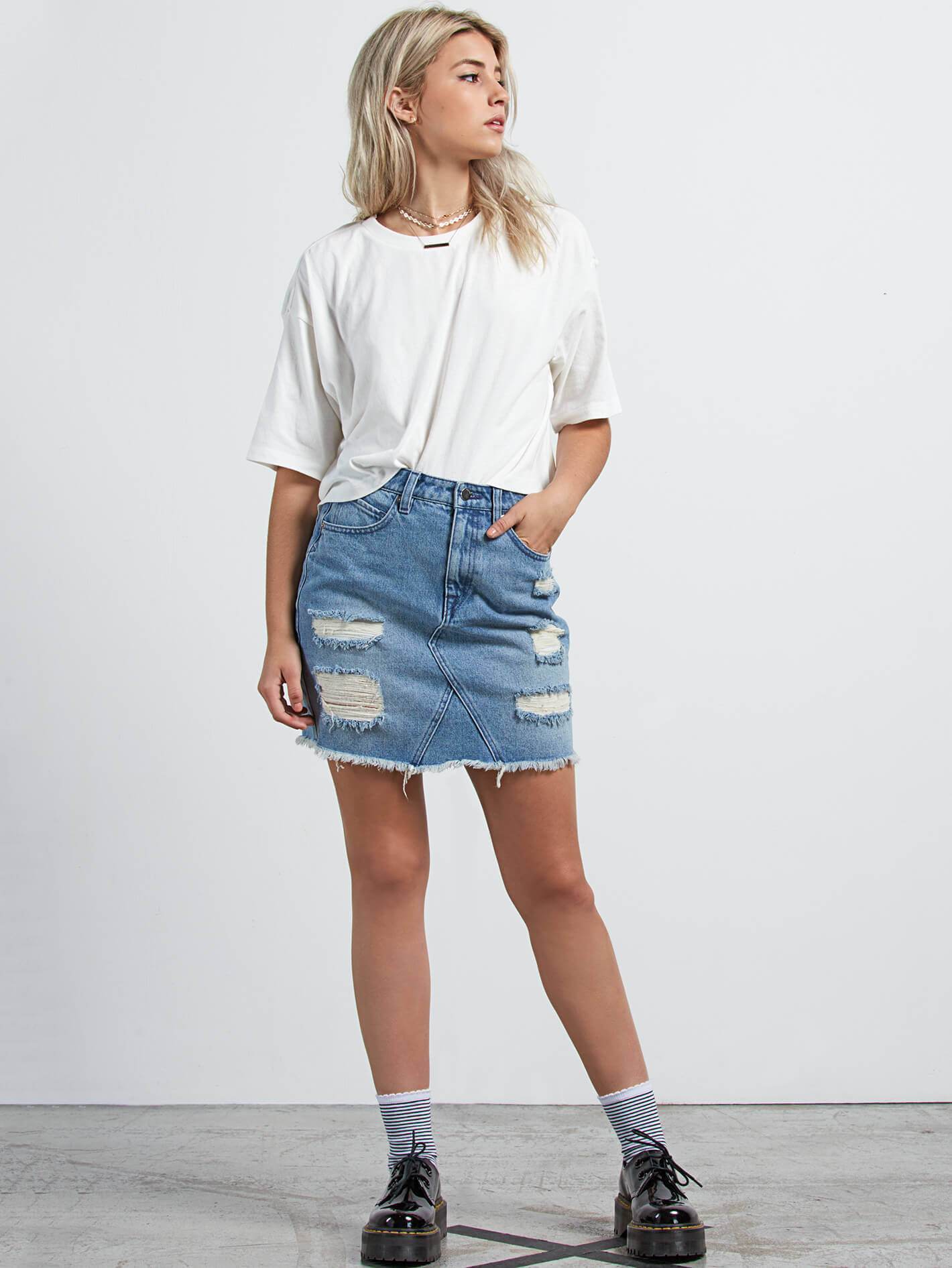 Stoned Mini Skirt - Heavy Worn Faded