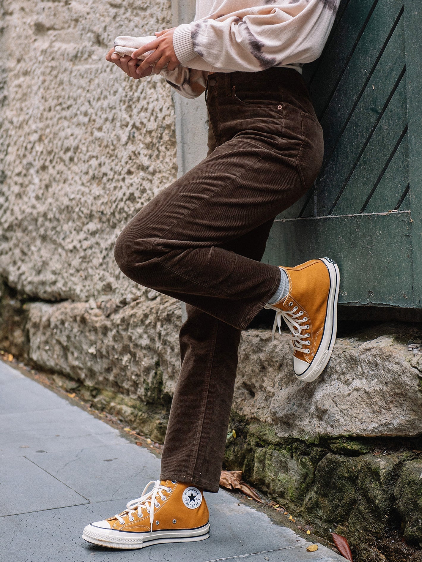 Stoned Straight Corduroy Trousers - ESPRESSO