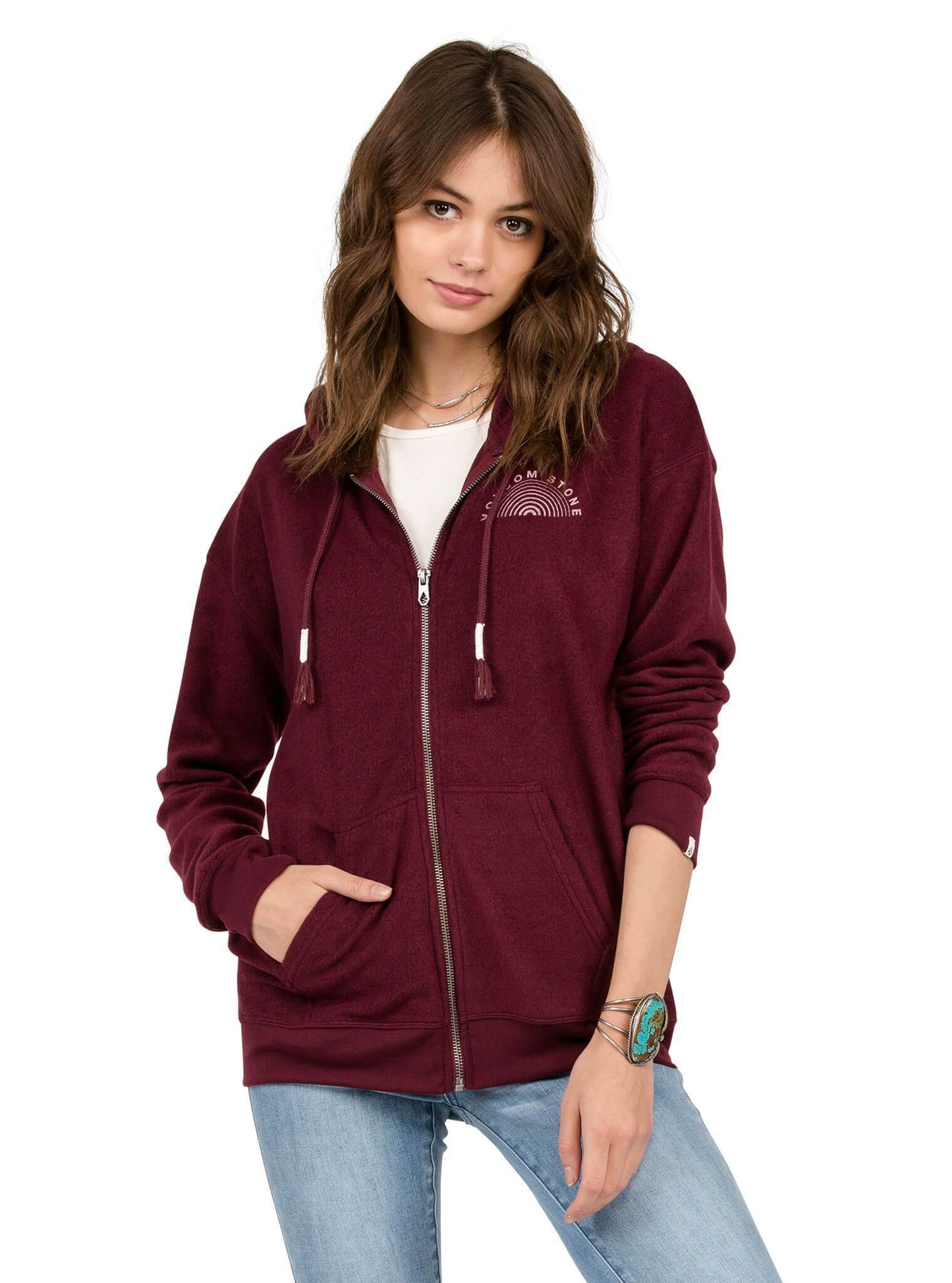 Lived In Zip Hoodie - Merlot