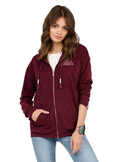 Lived In Zip Hoodie - Merlot