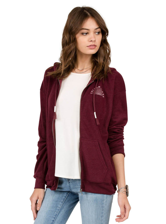 Lived In Zip Hoodie - Merlot