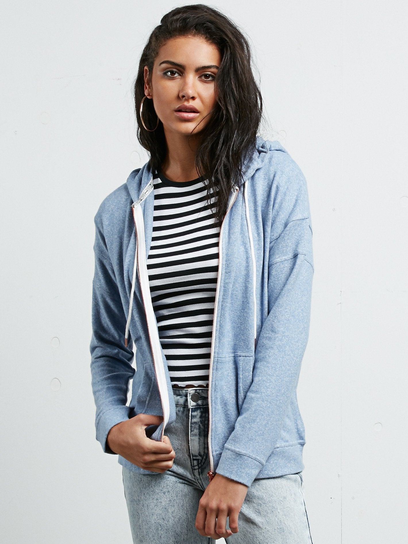 Lil Zip Hoodie - Washed Blue