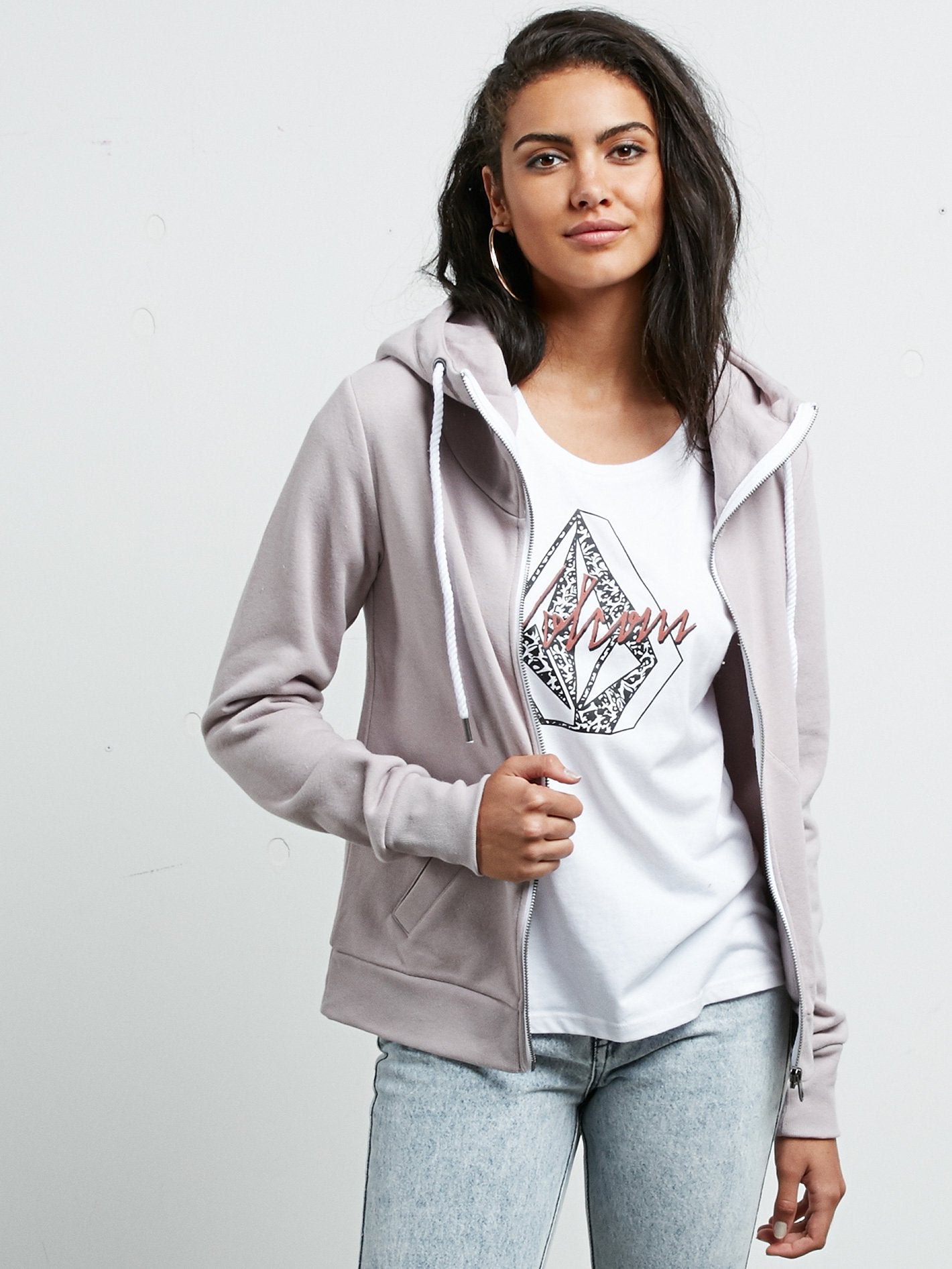 Walk On By Zip Hoodie - Steel Purple