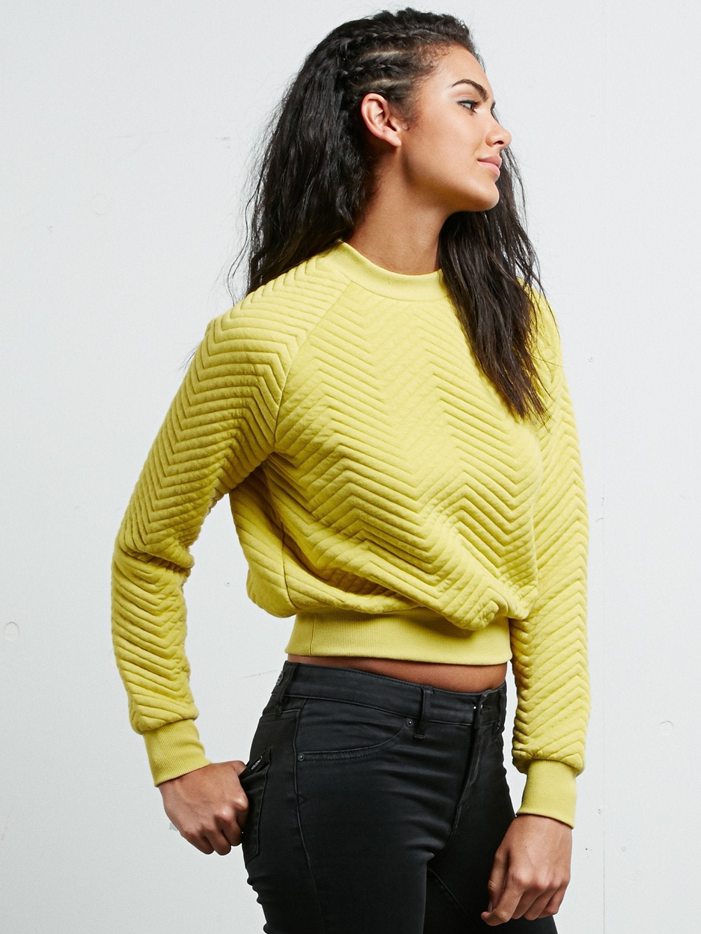 Cozy Dayz Crew Neck Sweatshirt - Citron