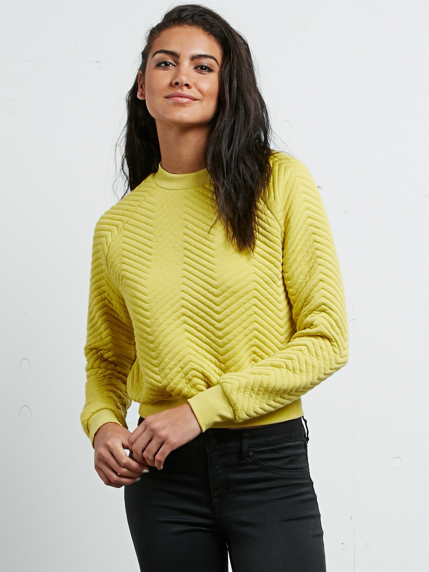 Cozy Dayz Crew Neck Sweatshirt - Citron