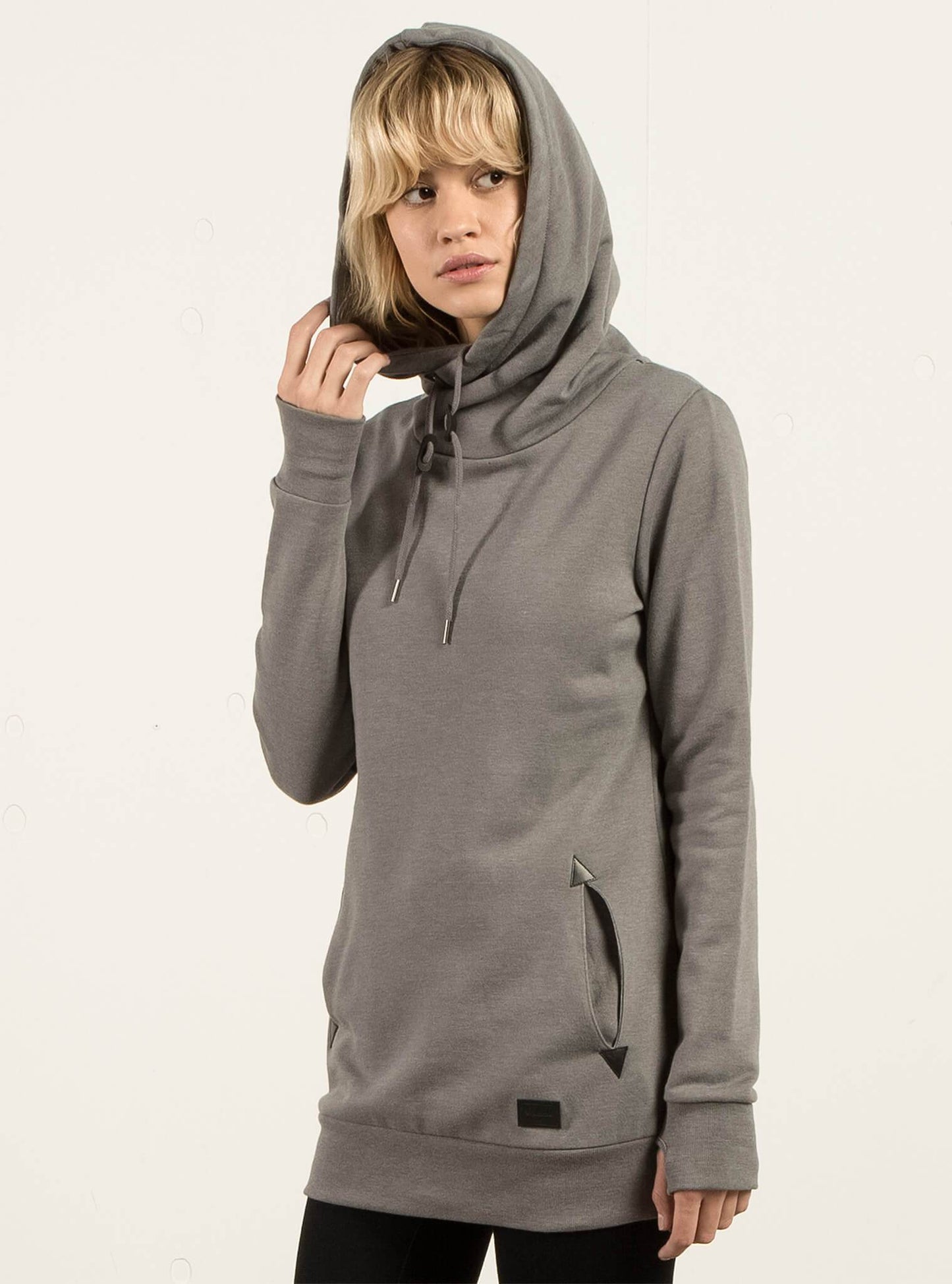 Walk On By High Neck Hoodie - Charcoal