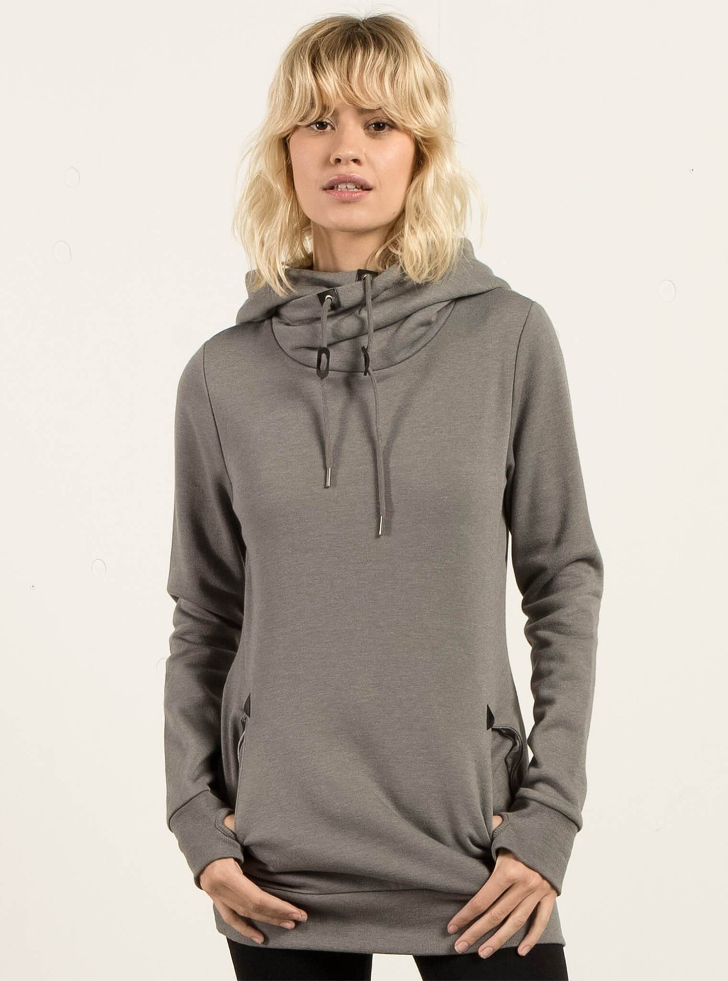 Walk On By High Neck Hoodie - Charcoal