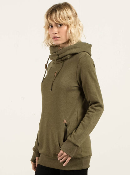 Walk On By High Neck Hoodie - Dark Camo