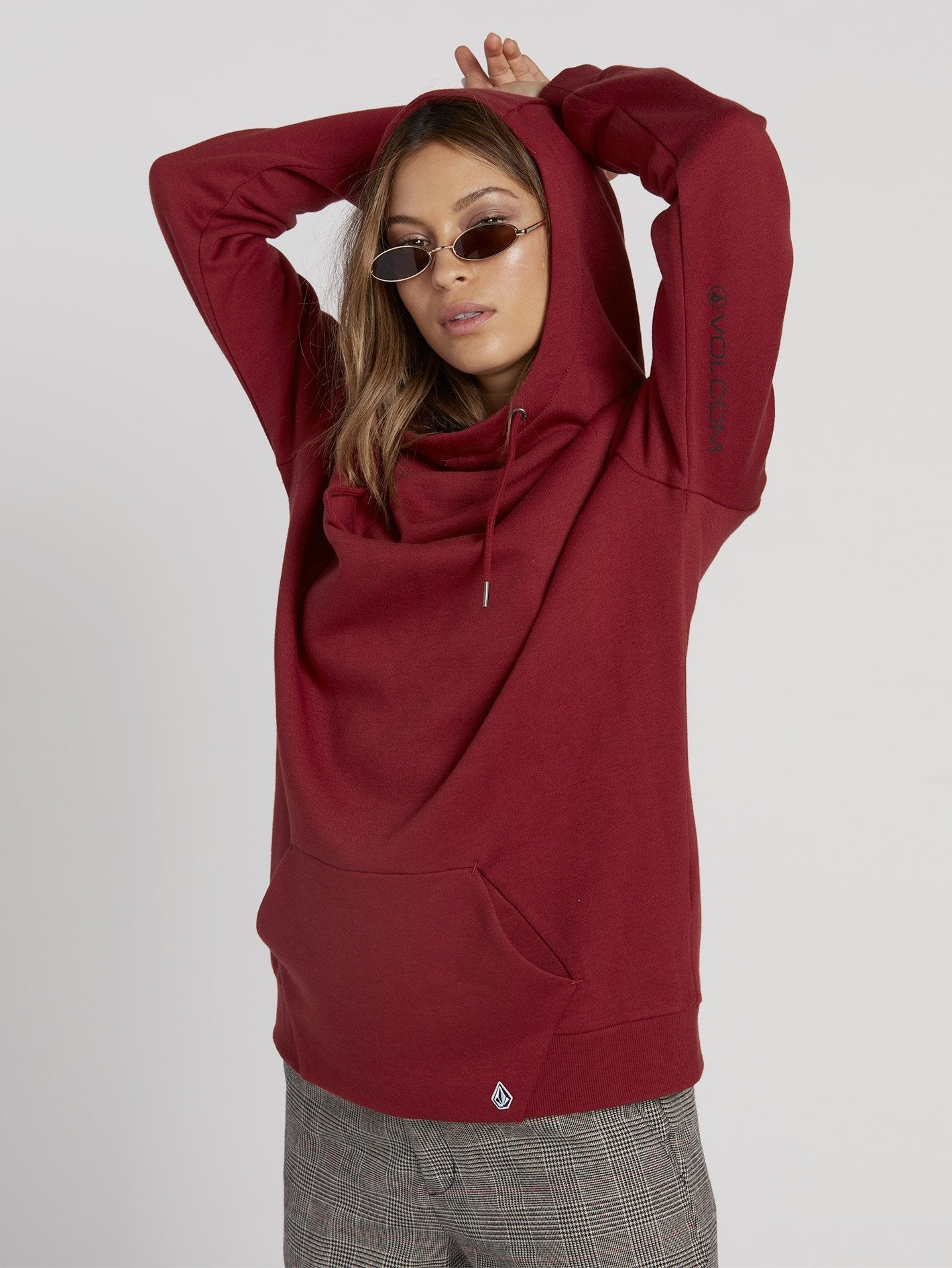 Walk On By High Neck Hoodie - Auburn