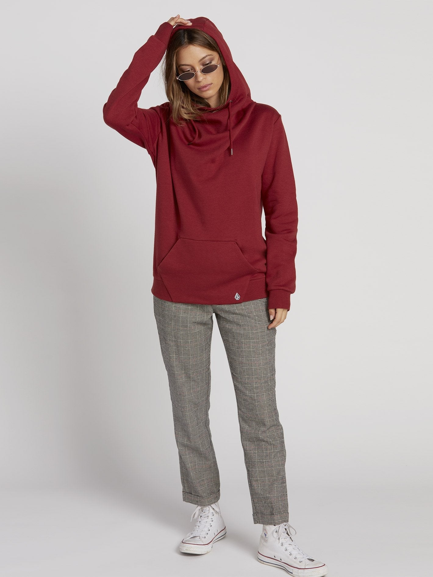Walk On By High Neck Hoodie - Auburn