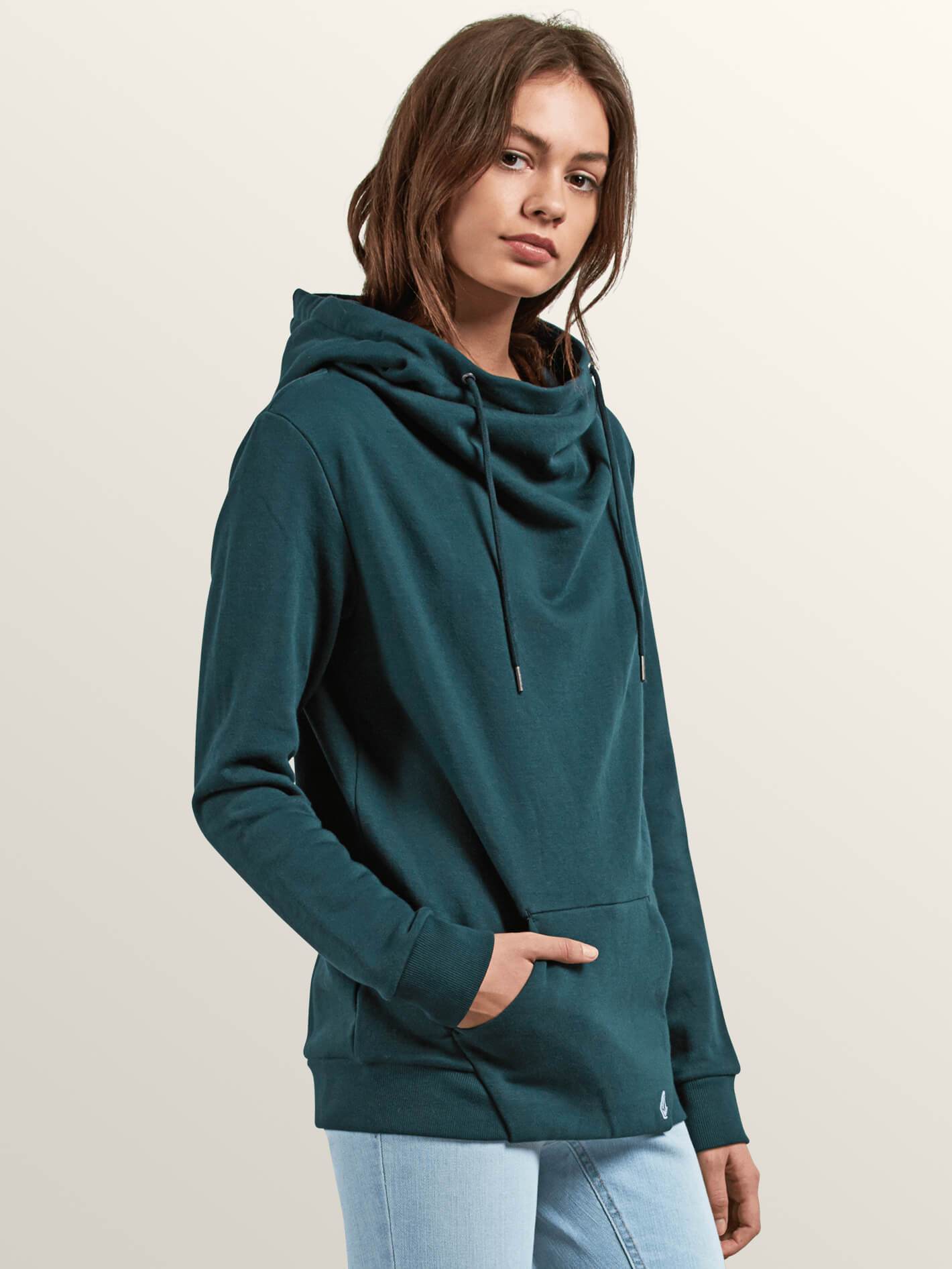 Walk On By High Neck Hoodie - Evergreen