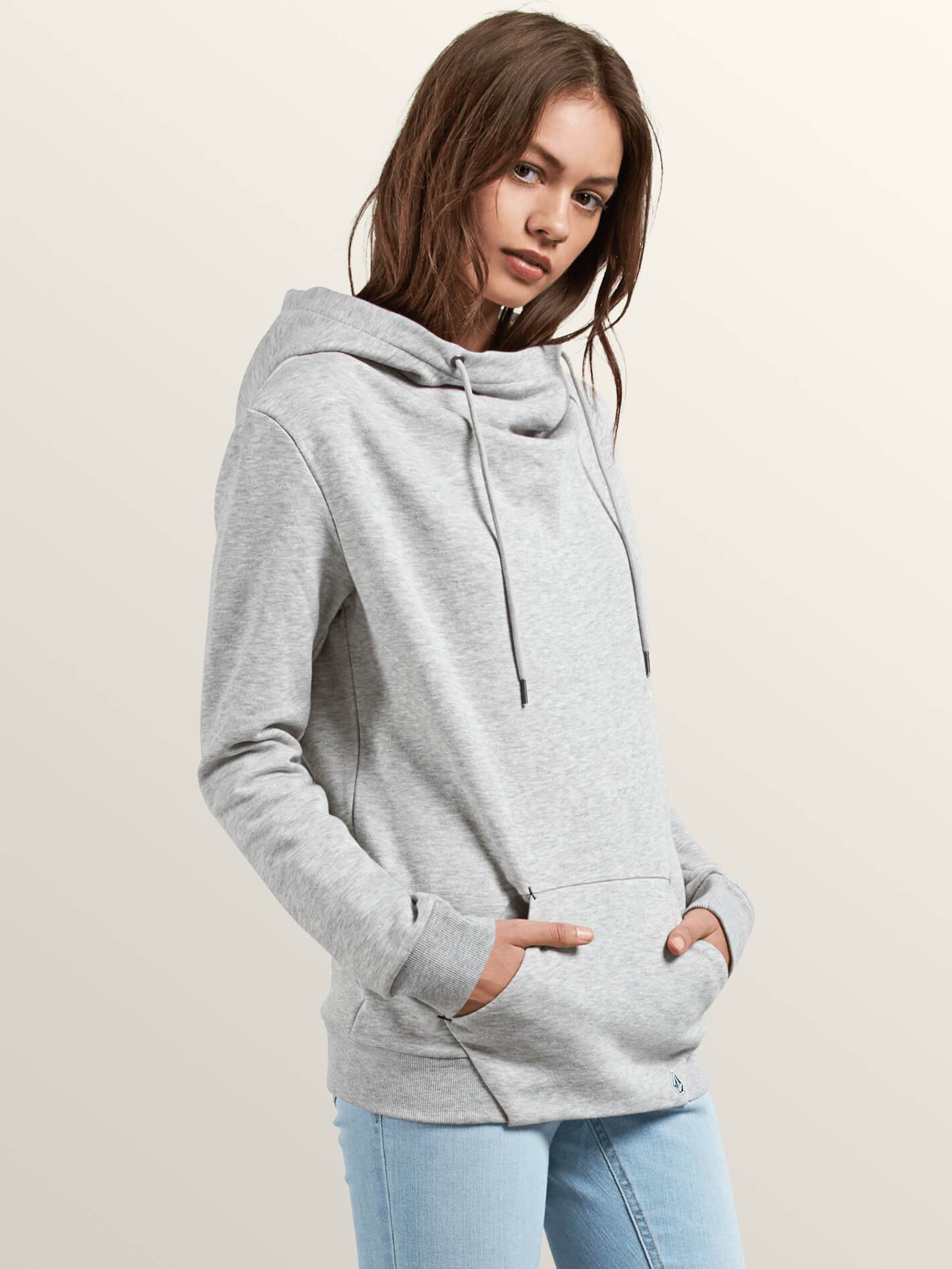 Walk On By High Neck Hoodie - Heather Grey