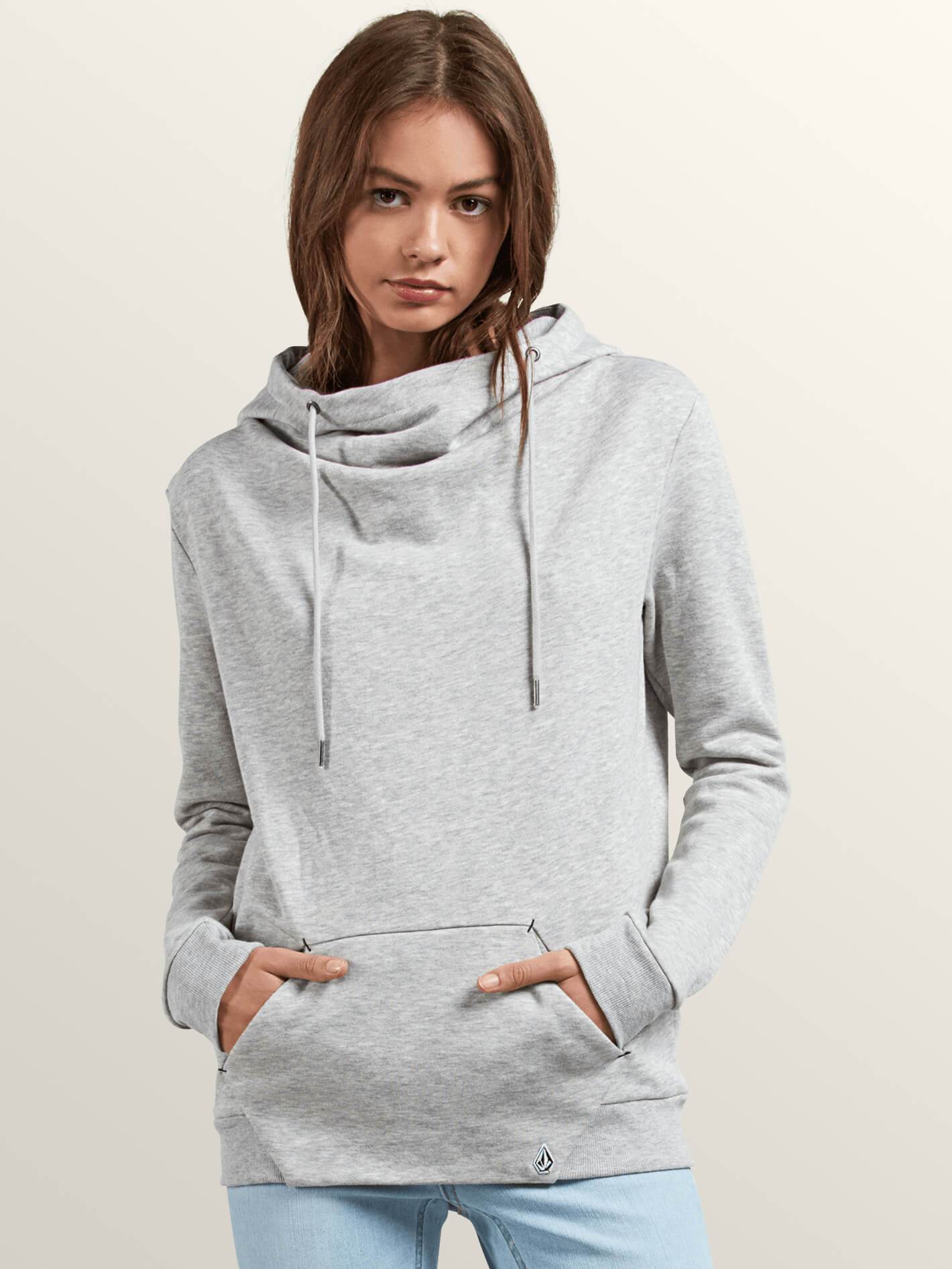 Walk On By High Neck Hoodie - Heather Grey