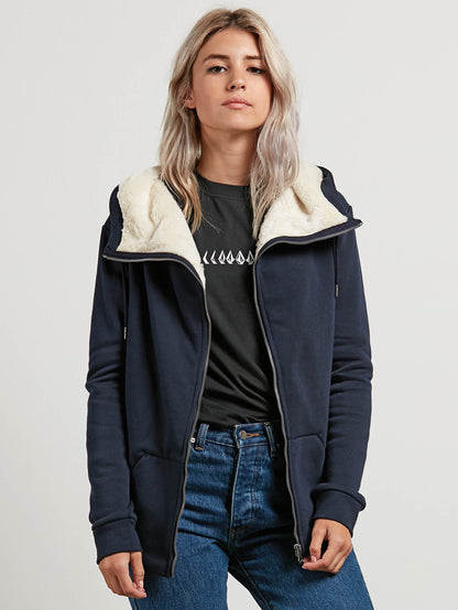 Walk On By Sherpa Sweater - Sea Navy