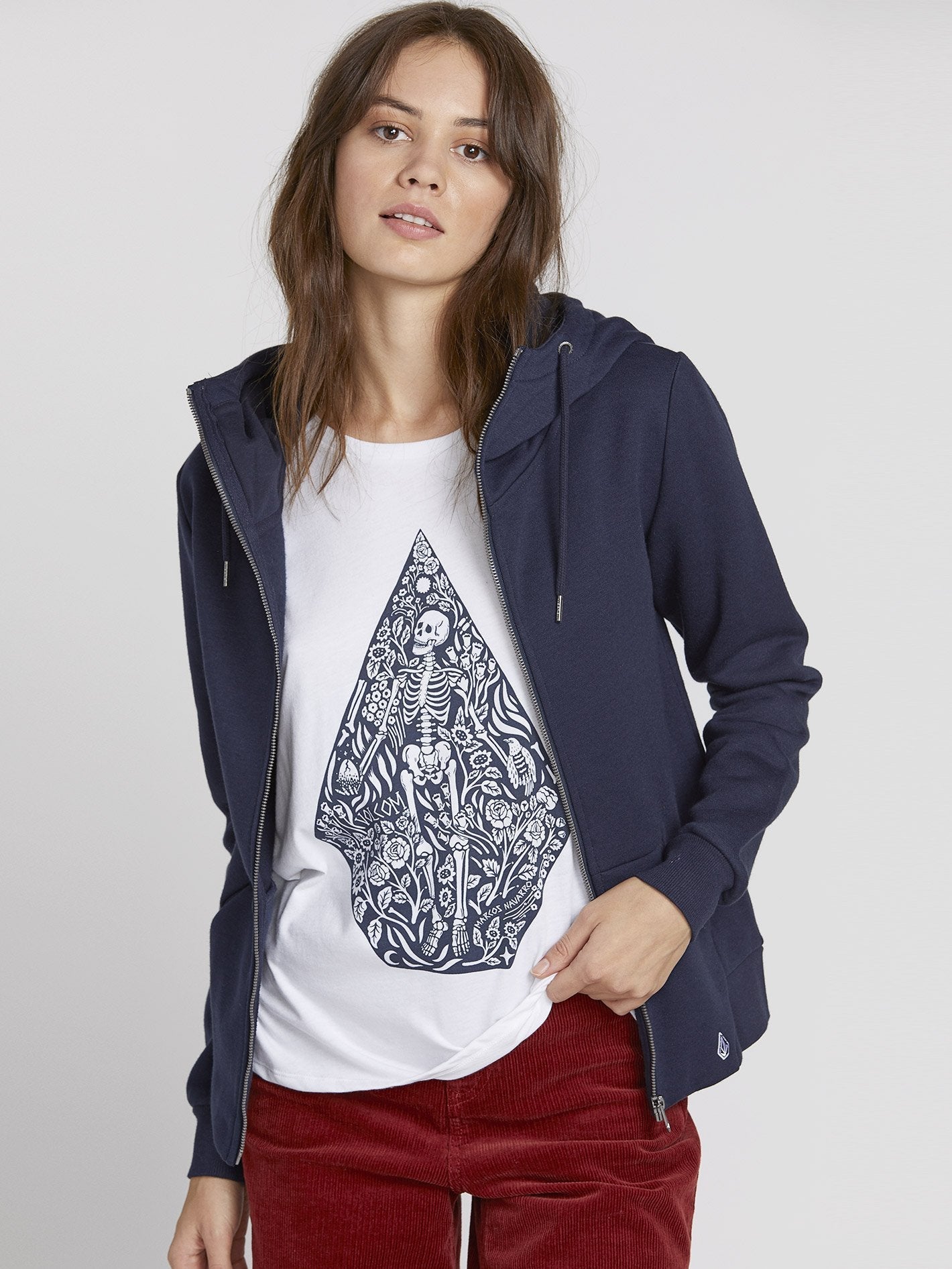 Walk On By Zip Hoodie - Sea Navy