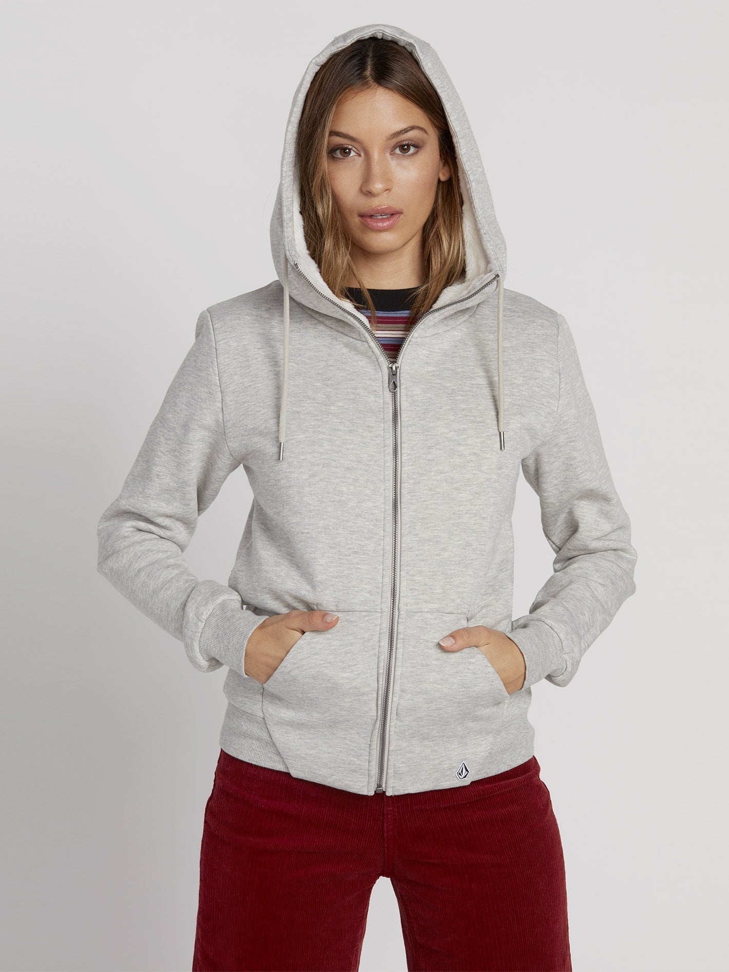 Walk On By Sherpa Hoodie - Heather Grey