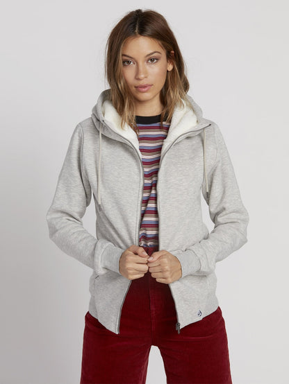 Walk On By Sherpa Hoodie - Heather Grey