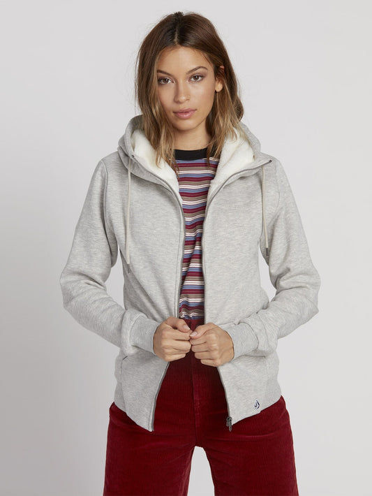 Walk On By Sherpa Hoodie - Heather Grey