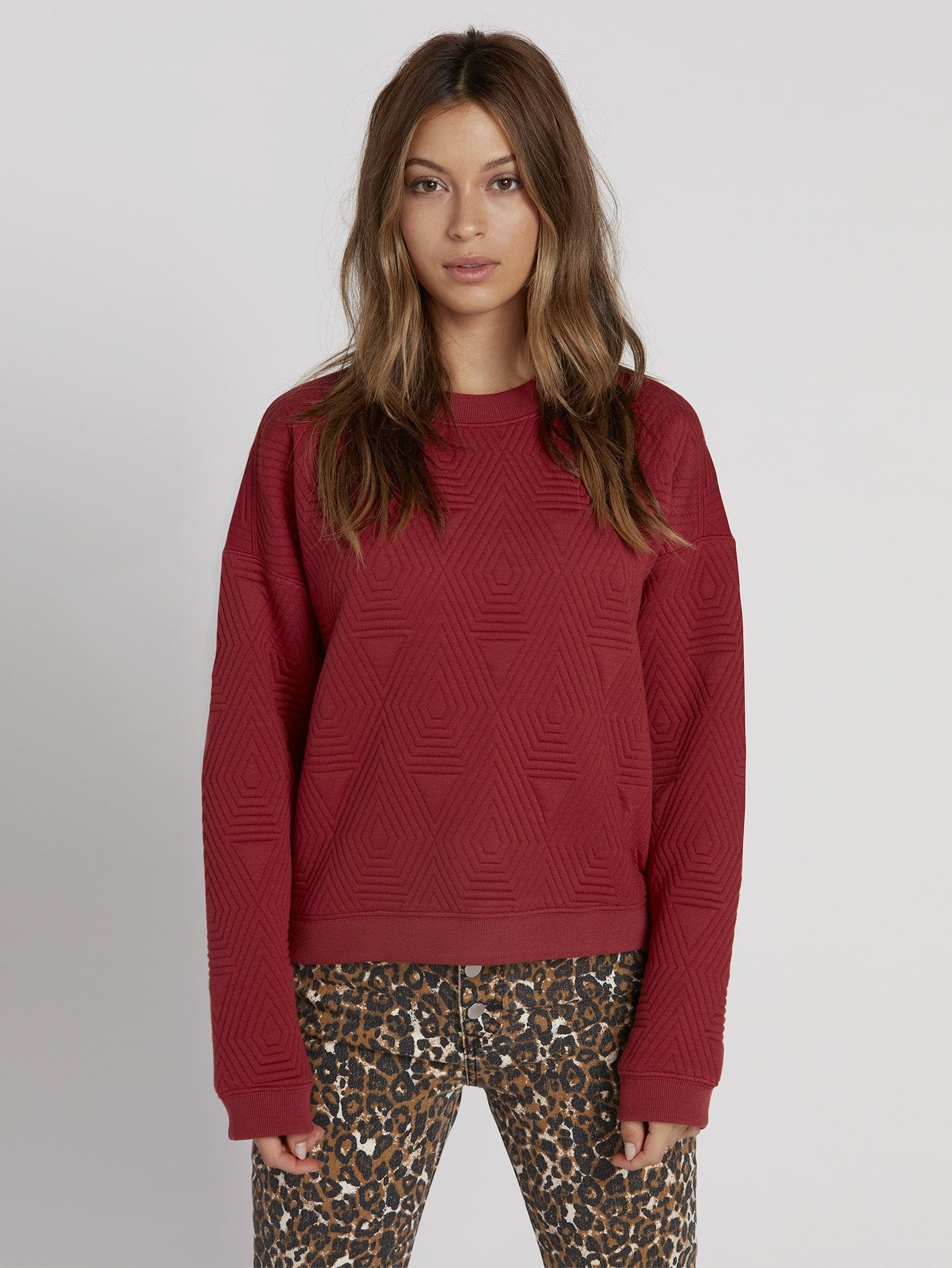 Eachis Stone Crew Sweater - Auburn