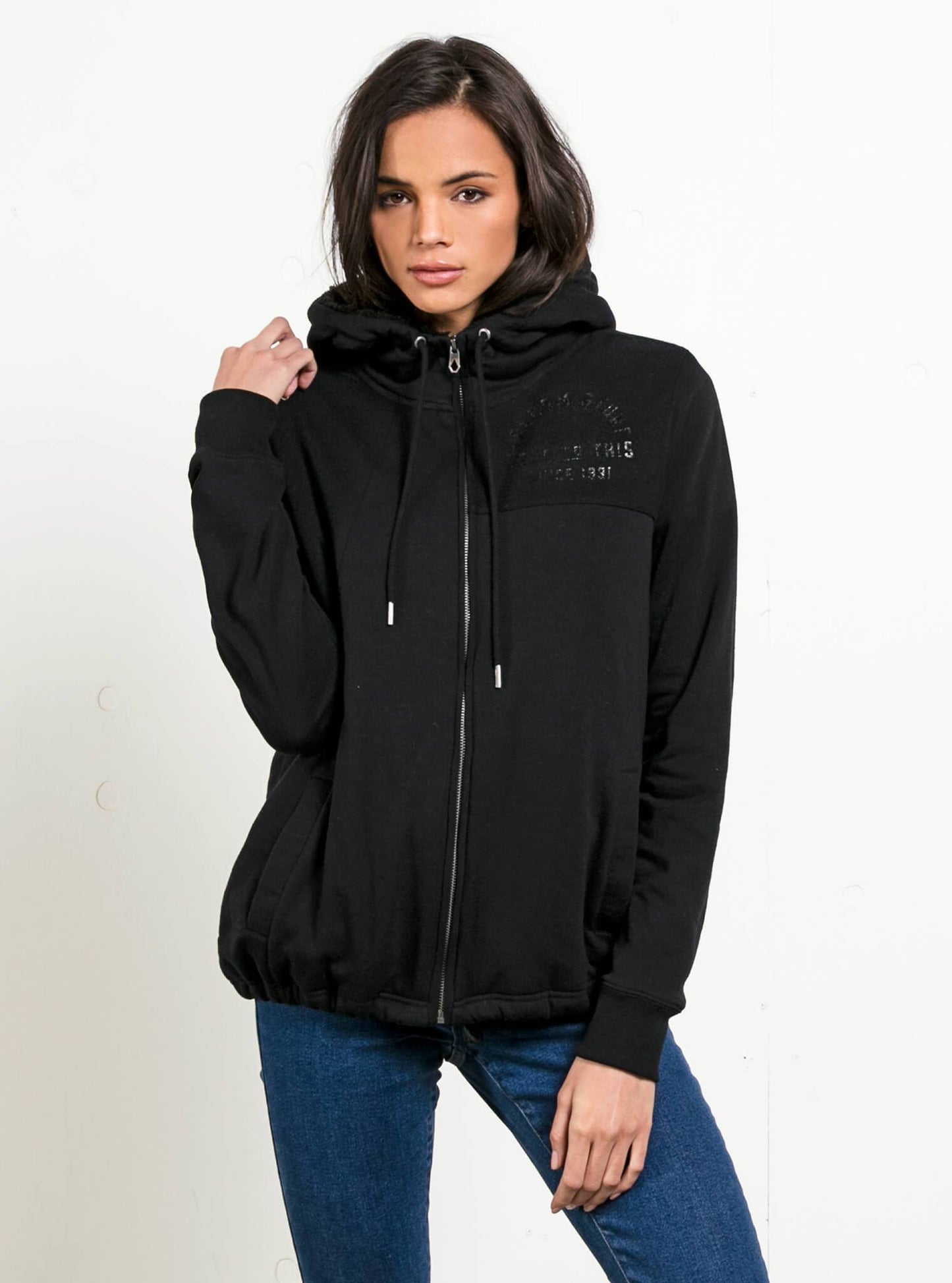 Blacked Out Zip Hoodie - Black