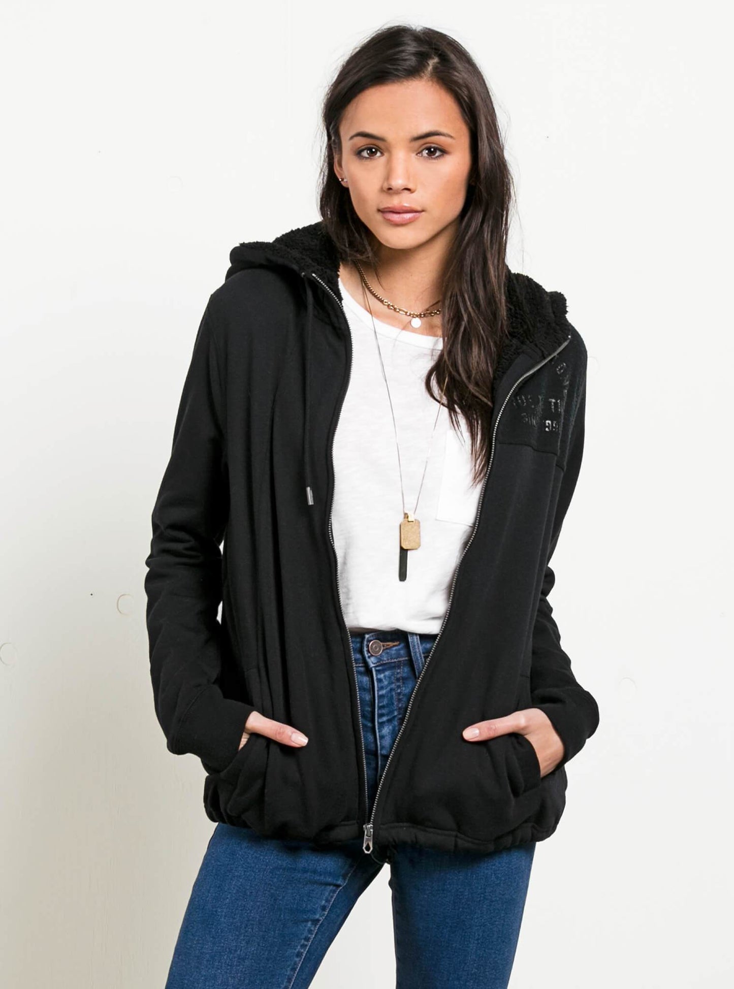 Blacked Out Zip Hoodie - Black