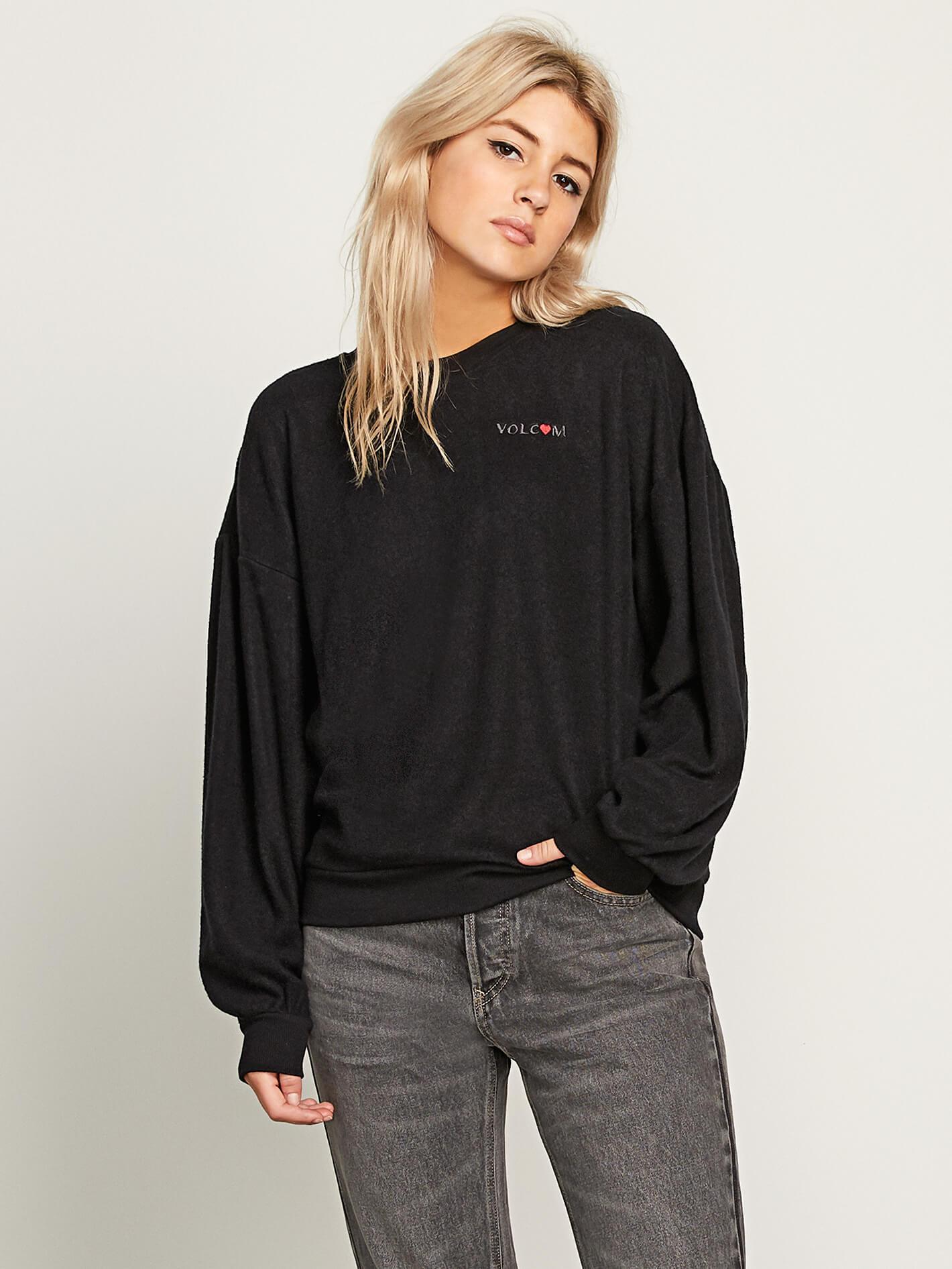 Fleece Pleaze Crew Sweatshirt - Black