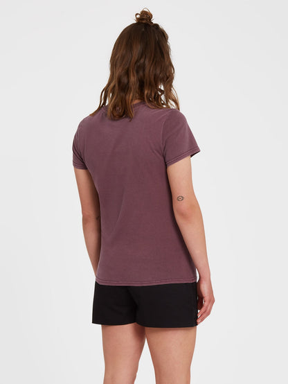 Solid Stone Emb T-shirt - EGGPLANT