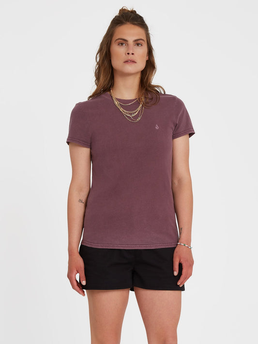 Solid Stone Emb T-shirt - EGGPLANT