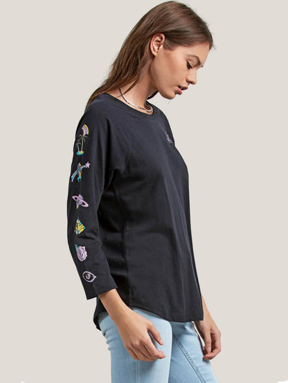 Pop Rocket Raglan T-Shirt - Black