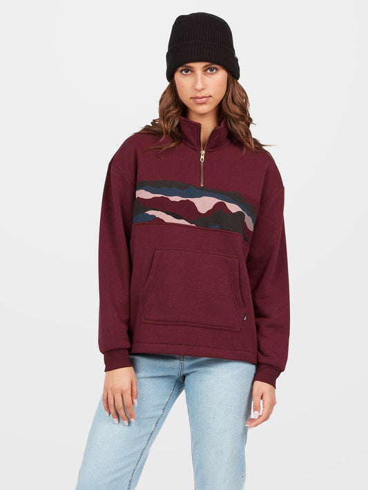 Stone Stacked Zip Sweatshirt - BURGUNDY