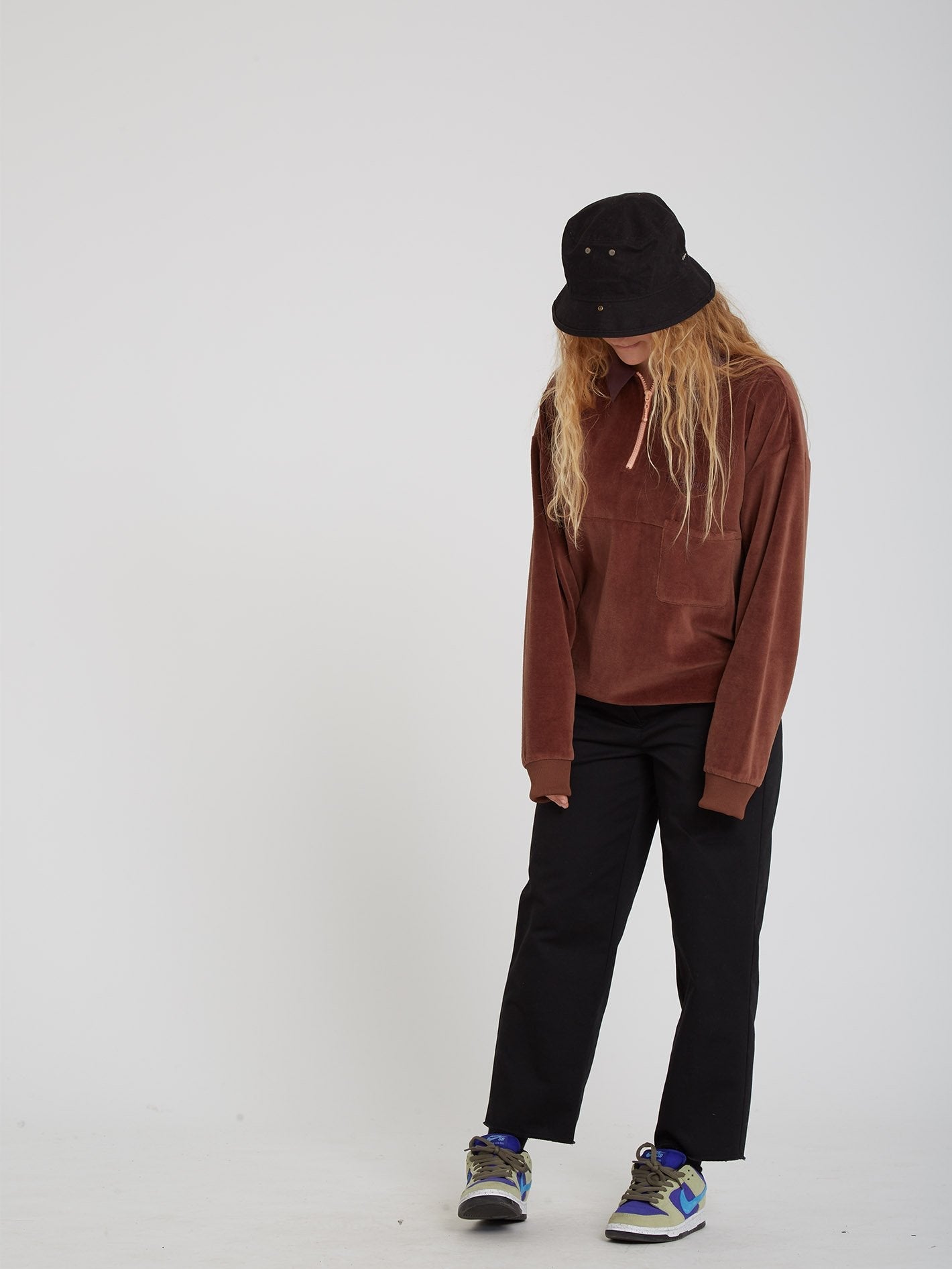 Sweety Smoothy Zip Fleece Sweatshirt - BROWN