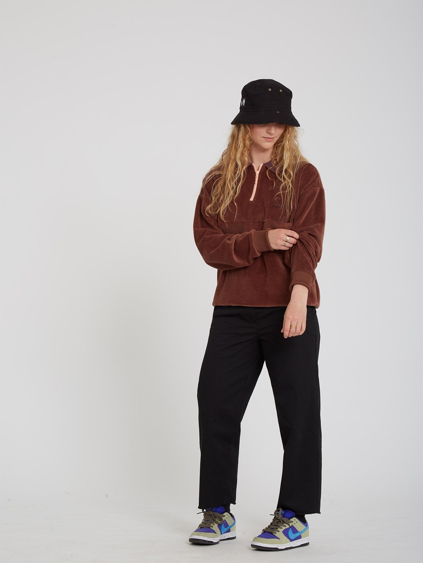 Sweety Smoothy Zip Fleece Sweatshirt - BROWN