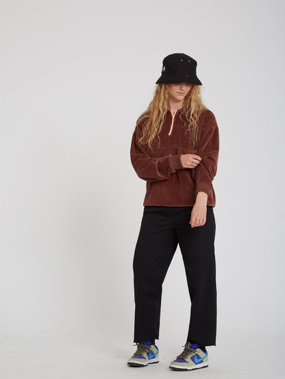 Sweety Smoothy Zip Fleece Sweatshirt - BROWN