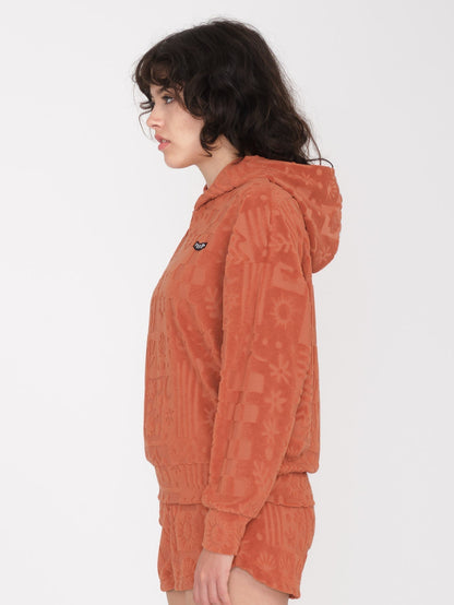 Sunny Wild Terry Cloth Hoodie - ROSEWOOD